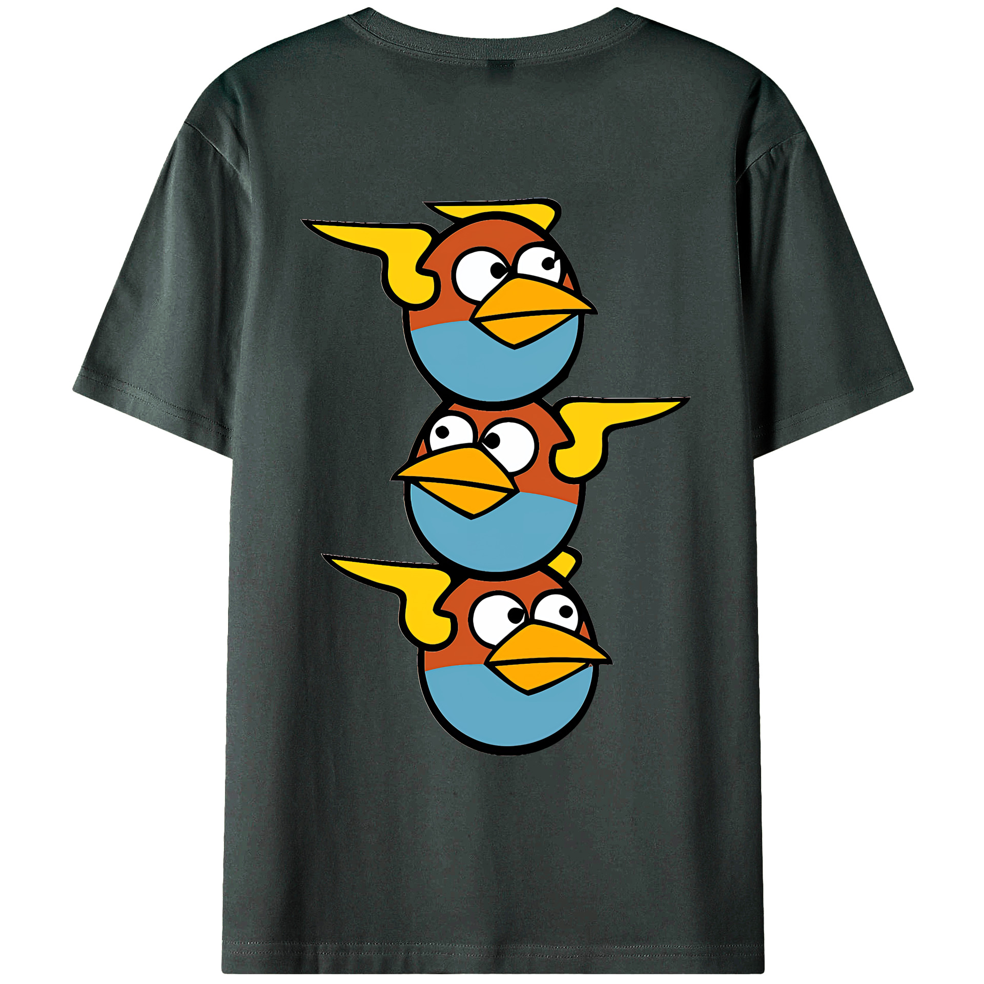 （画像用） Angry Birds アングリーバード 綿100％ メンズ半袖Tシャツ（バックプリント） 通気性
